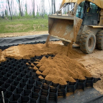 Stabilisasi Kerikil Geocell HDPE Hijau Hitam Berlubang