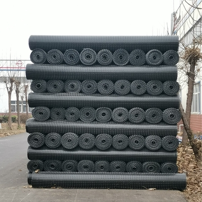 Basis Perkerasan Geogrid Mesh Plastik Roadbed 100-200 Mpa Tahan Ketegangan